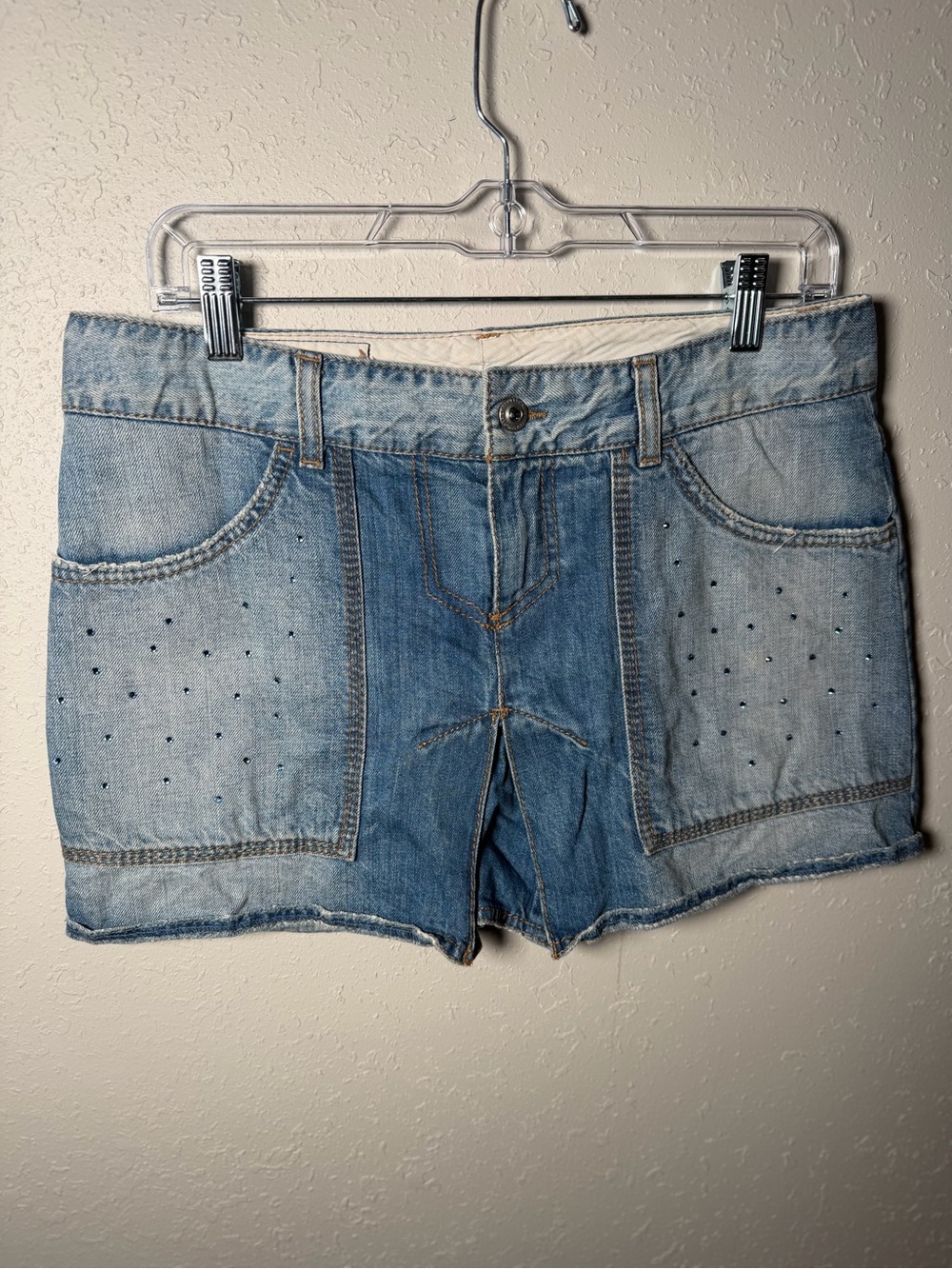 Light Wash Denim Women's Shorts with Stud Detail